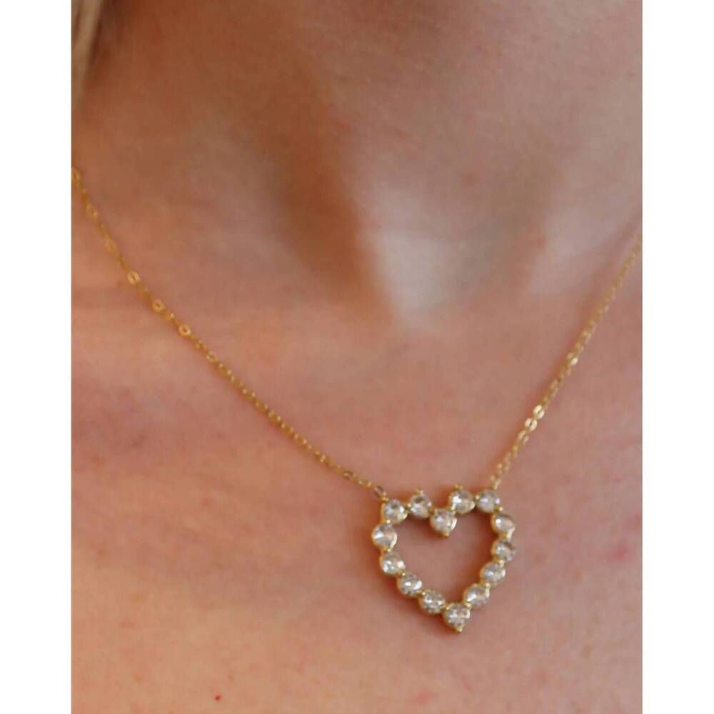 NEW CHANSUTTPEARLS women's large diamond heart necklace in gold